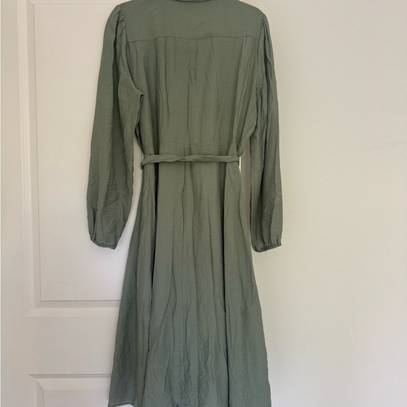Nine West women’s sage green collar button shirt dress w/belt size large 10 12 - Picture 3 of 5